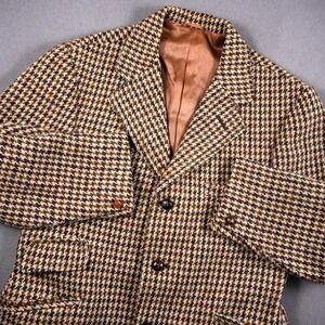 Vintage Dunn & Co Harris Tweed Blazer Men Houndstooth Wool Sport Coat Jacket 38S